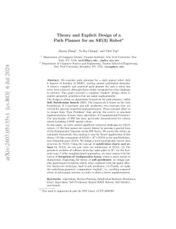 Theory and Explicit Design of a Path Planner for an SE(3) Robot