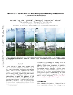 DehazeDCT: Towards Effective Non-Homogeneous Dehazing via Deformable
  Convolutional Transformer