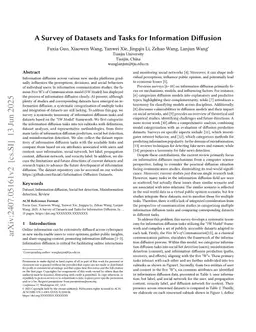 A Survey of Datasets for Information Diffusion Tasks