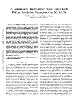 A Generalized Transformer-based Radio Link Failure Prediction Framework
  in 5G RANs
