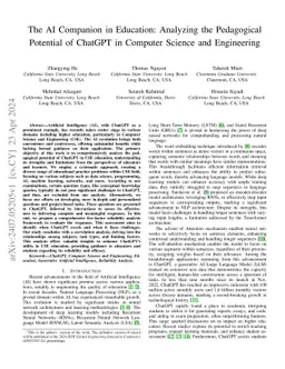 The AI Companion in Education: Analyzing the Pedagogical Potential of
  ChatGPT in Computer Science and Engineering
