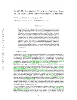 BadCLM: Backdoor Attack in Clinical Language Models for Electronic
  Health Records