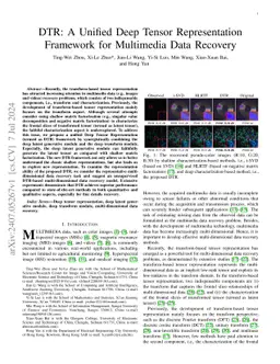 DTR: A Unified Deep Tensor Representation Framework for Multimedia Data
  Recovery