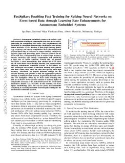 FastSpiker: Enabling Fast Training for Spiking Neural Networks on
  Event-based Data through Learning Rate Enhancements for Autonomous Embedded
  Systems