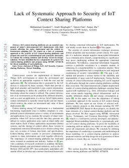 Lack of Systematic Approach to Security of IoT Context Sharing Platforms