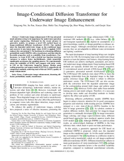 Image-Conditional Diffusion Transformer for Underwater Image Enhancement