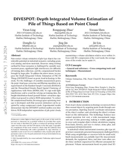 DIVESPOT: Depth Integrated Volume Estimation of Pile of Things Based on
  Point Cloud