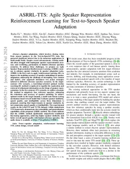 ASRRL-TTS: Agile Speaker Representation Reinforcement Learning for
  Text-to-Speech Speaker Adaptation