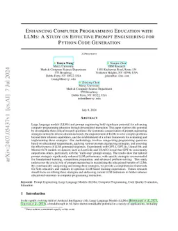 Enhancing Computer Programming Education with LLMs: A Study on Effective
  Prompt Engineering for Python Code Generation