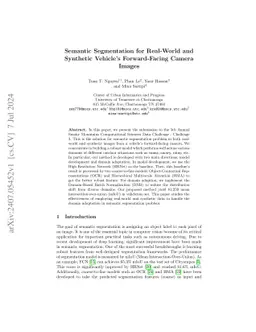 Semantic Segmentation for Real-World and Synthetic Vehicle's
  Forward-Facing Camera Images