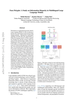Faux Polyglot: A Study on Information Disparity in Multilingual Large Language Models
