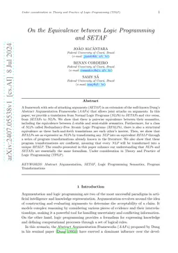 On the Equivalence between Logic Programming and SETAF