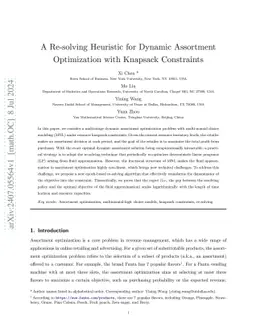 A Re-solving Heuristic for Dynamic Assortment Optimization with Knapsack Constraints