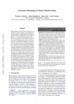 Generative Debunking of Climate Misinformation