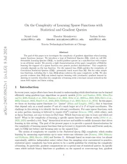 On the Complexity of Learning Sparse Functions with Statistical and
  Gradient Queries