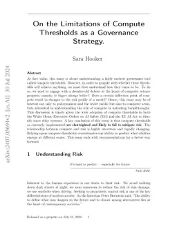 On the Limitations of Compute Thresholds as a Governance Strategy