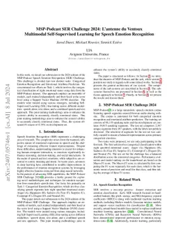 MSP-Podcast SER Challenge 2024: Lántenne du Ventoux Multimodal
  Self-Supervised Learning for Speech Emotion Recognition