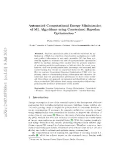 Automated Computational Energy Minimization of ML Algorithms using
  Constrained Bayesian Optimization