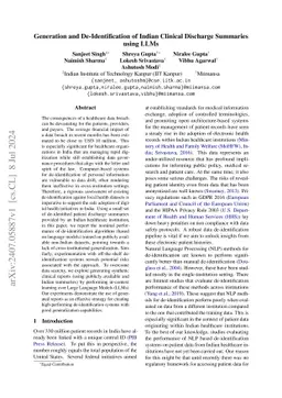 Generation and De-Identification of Indian Clinical Discharge Summaries
  using LLMs