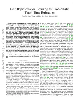 Link Representation Learning for Probabilistic Travel Time Estimation
