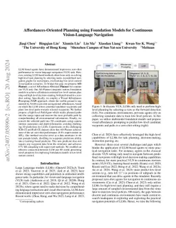 Affordances-Oriented Planning using Foundation Models for Continuous
  Vision-Language Navigation