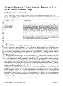 Harnessing Federated Generative Learning for Green and Sustainable
  Internet of Things