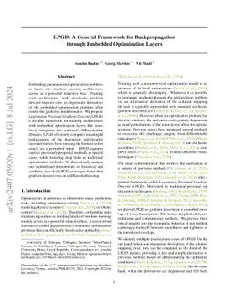 LPGD: A General Framework for Backpropagation through Embedded
  Optimization Layers