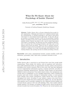 What Do We Know About the Psychology of Insider Threats?