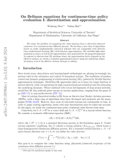 On Bellman equations for continuous-time policy evaluation I:
  discretization and approximation