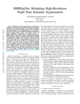 RHRSegNet: Relighting High-Resolution Night-Time Semantic Segmentation