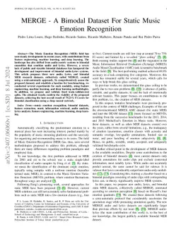 MERGE -- A Bimodal Audio-Lyrics Dataset for Static Music Emotion Recognition