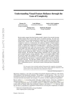 Understanding Visual Feature Reliance through the Lens of Complexity