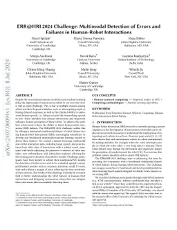 ERR@HRI 2024 Challenge: Multimodal Detection of Errors and Failures in
  Human-Robot Interactions