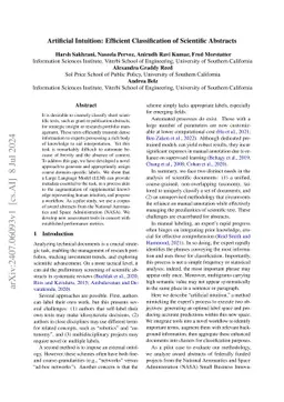 Artificial Intuition: Efficient Classification of Scientific Abstracts