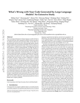 What's Wrong with Your Code Generated by Large Language Models? An Extensive Study