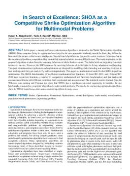 In Search of Excellence: SHOA as a Competitive Shrike Optimization
  Algorithm for Multimodal Problems