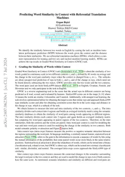 Predicting Word Similarity in Context with Referential Translation
  Machines