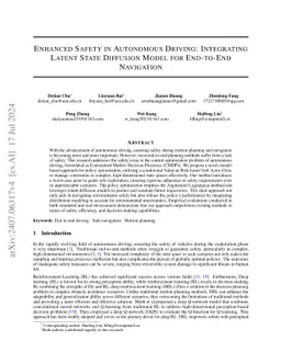 Enhanced Safety in Autonomous Driving: Integrating Latent State
  Diffusion Model for End-to-End Navigation