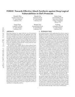 FORAY: Towards Effective Attack Synthesis against Deep Logical
  Vulnerabilities in DeFi Protocols