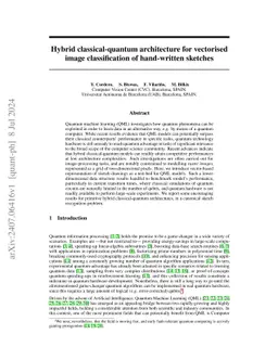 Hybrid Classical-Quantum architecture for vectorised image
  classification of hand-written sketches