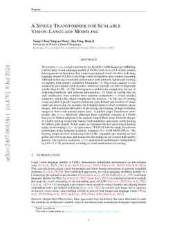 A Single Transformer for Scalable Vision-Language Modeling