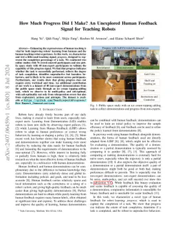How Much Progress Did I Make? An Unexplored Human Feedback Signal for Teaching Robots