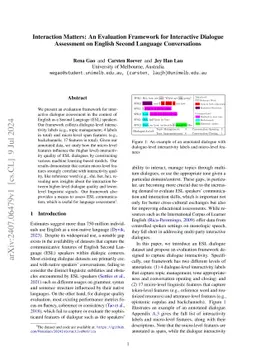 Interaction Matters: An Evaluation Framework for Interactive Dialogue Assessment on English Second Language Conversations