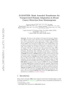 D-MASTER: Mask Annealed Transformer for Unsupervised Domain Adaptation
  in Breast Cancer Detection from Mammograms