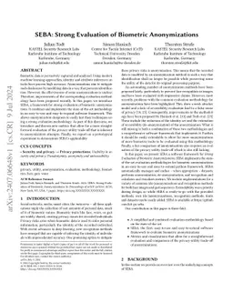 SEBA: Strong Evaluation of Biometric Anonymizations