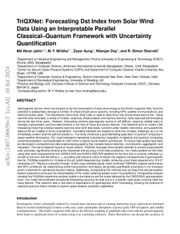 TriQXNet: Forecasting Dst Index from Solar Wind Data Using an Interpretable Parallel Classical-Quantum Framework with Uncertainty Quantification