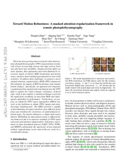 Toward Motion Robustness: A masked attention regularization framework in
  remote photoplethysmography