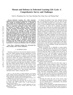 Threats and Defenses in Federated Learning Life Cycle: A Comprehensive
  Survey and Challenges