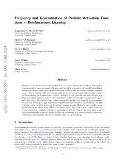 Frequency and Generalisation of Periodic Activation Functions in Reinforcement Learning
