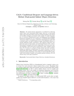CoLA: Conditional Dropout and Language-driven Robust Dual-modal Salient
  Object Detection